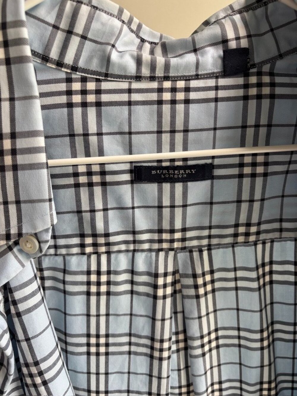 Burberry London Men’s Button Down Shirt XL - Light Blue Check
